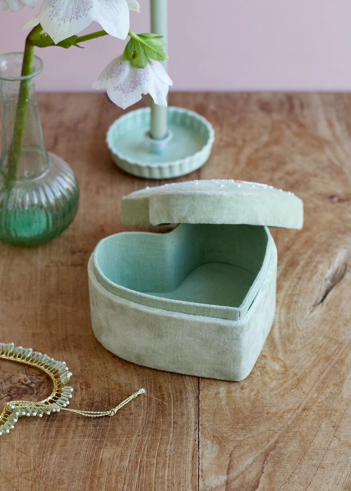 Boîte Colombe en velours vert