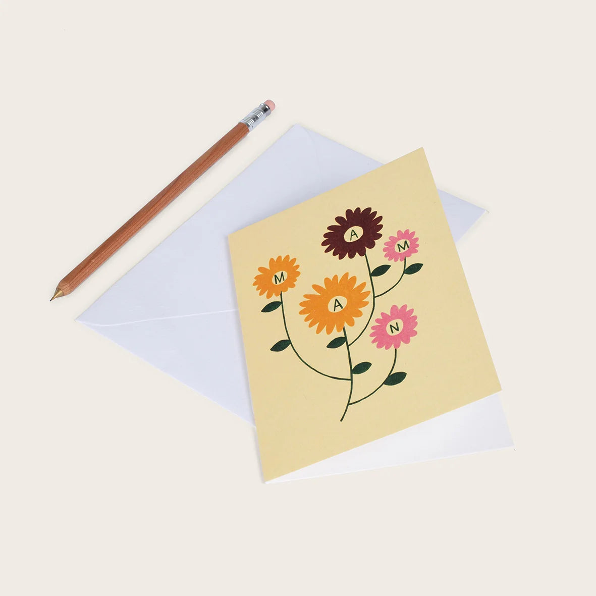 Carte avec des fleurs "Maman"