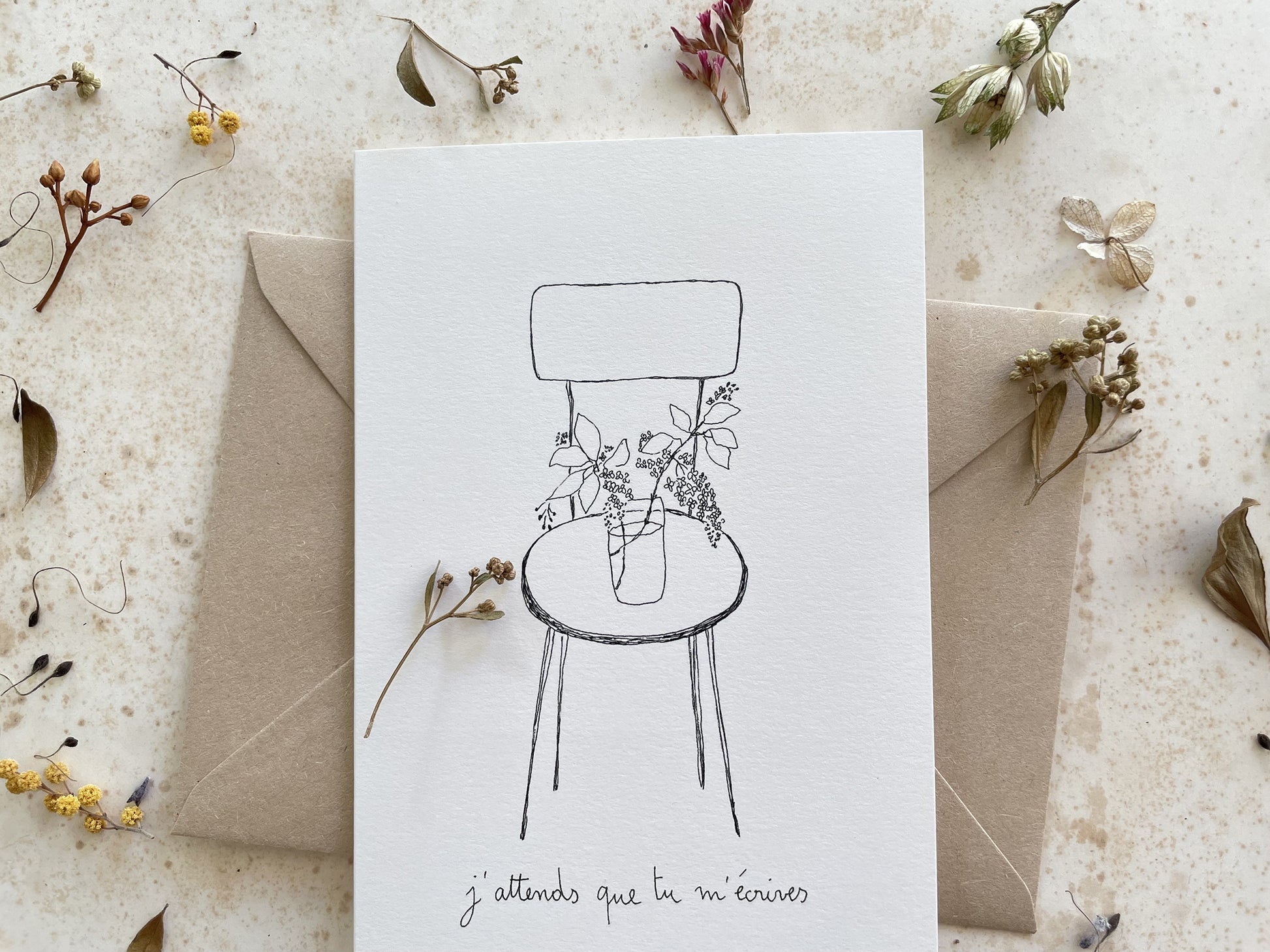 Carte "J'attends que tu m'écrives"