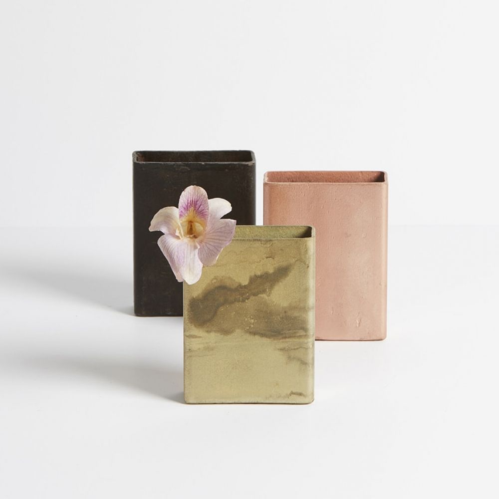Vase mural en métal rectangle Noir