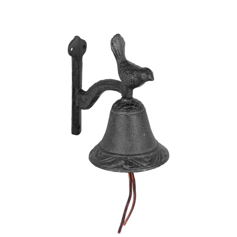 Cloche murale d'entrée en fonte avec oiseau
