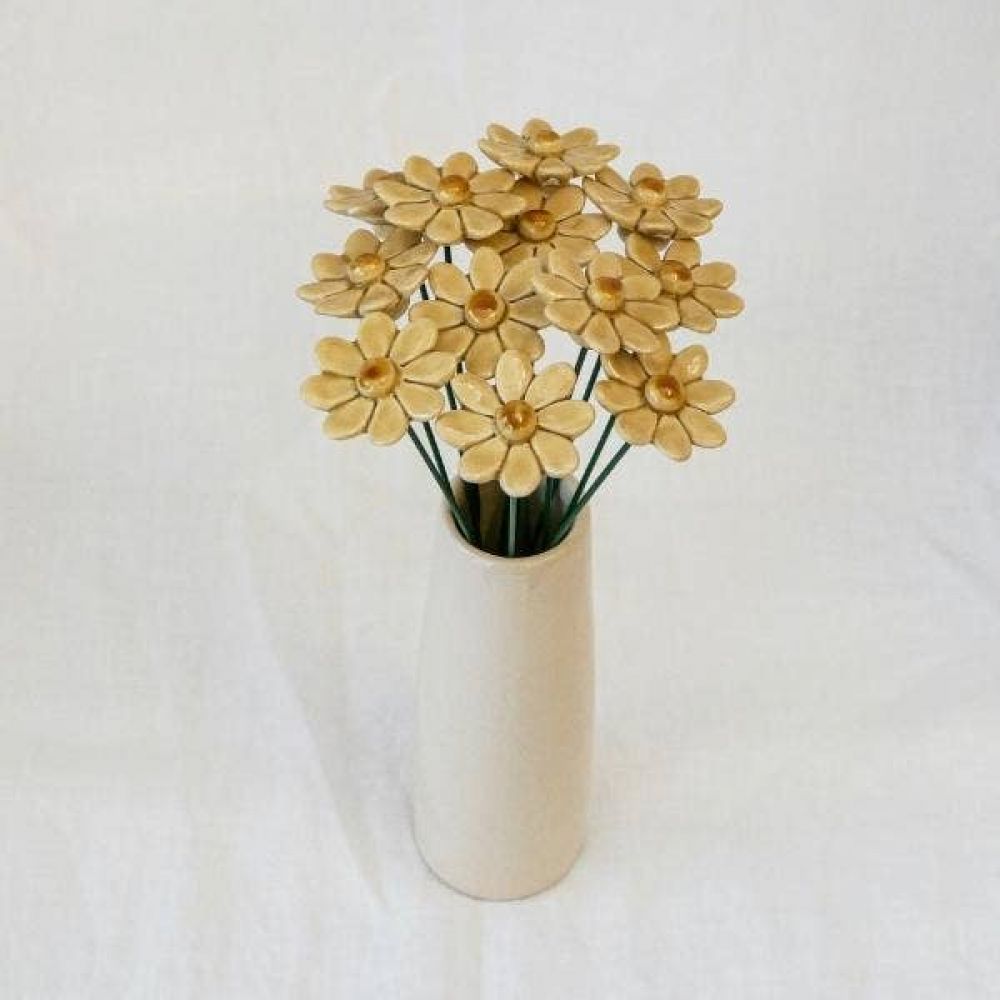 Marguerite Ø3,5cm H.20cm Jaune/jaune