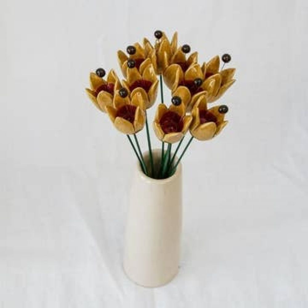 Tulipe Ø2,5x3,5cm Jaune en céramique
