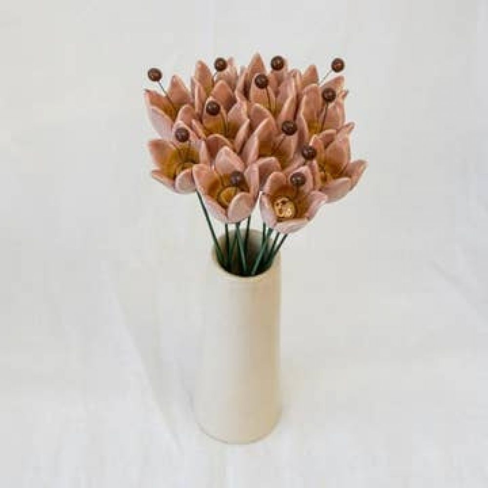 Tulipe Ø2,5x3,5cm Rose en céramique