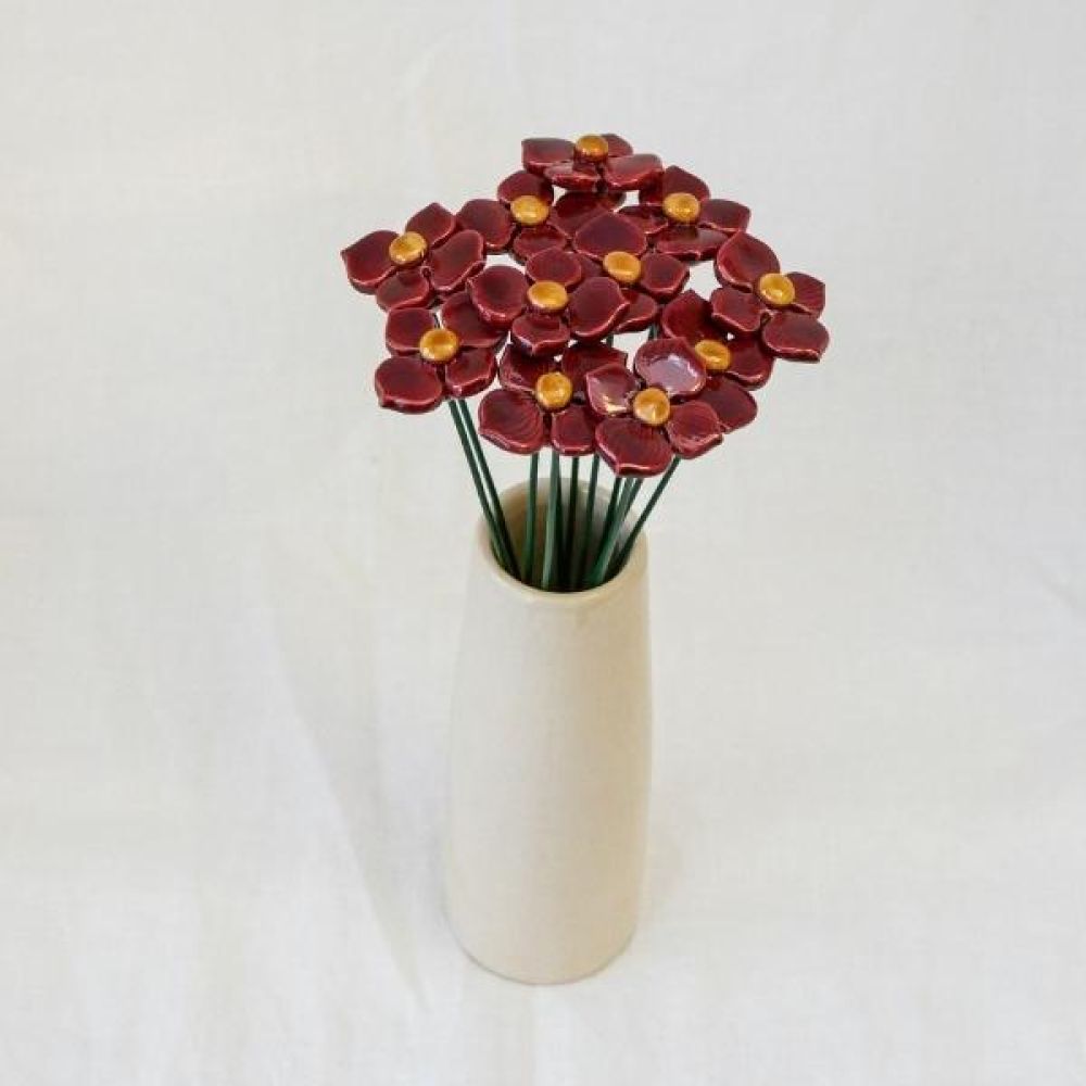 Hortensia Rouge en céramique