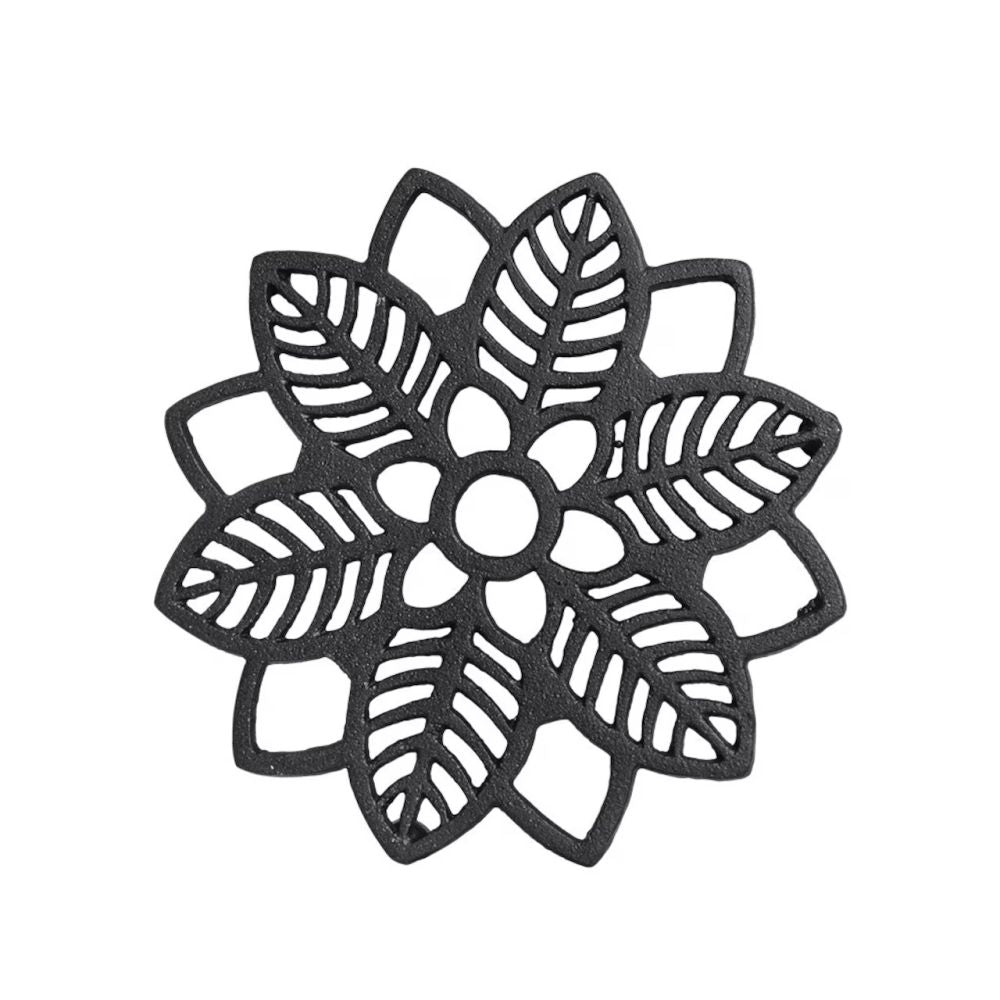 Dessous de plat Fleur en fonte noire – motif fleur