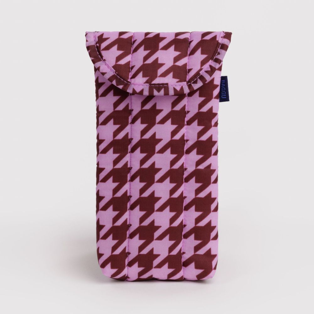 Etui lunettes Pied de poule rose