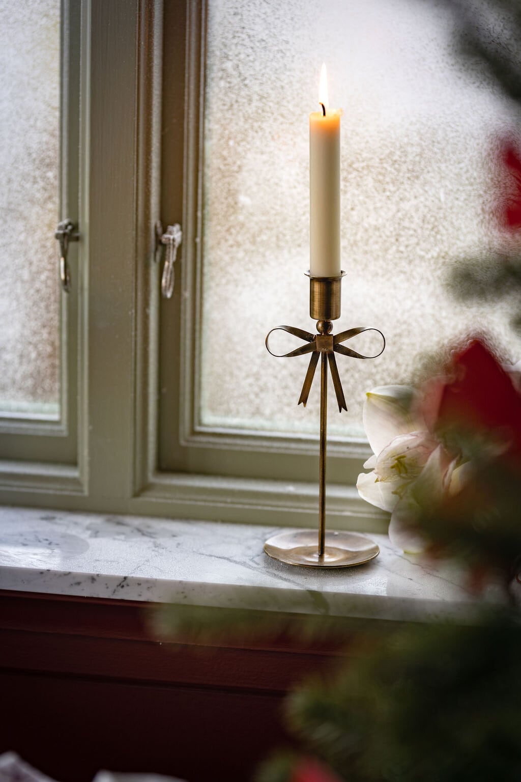 Bougeoir haut nœud décoratif en laiton