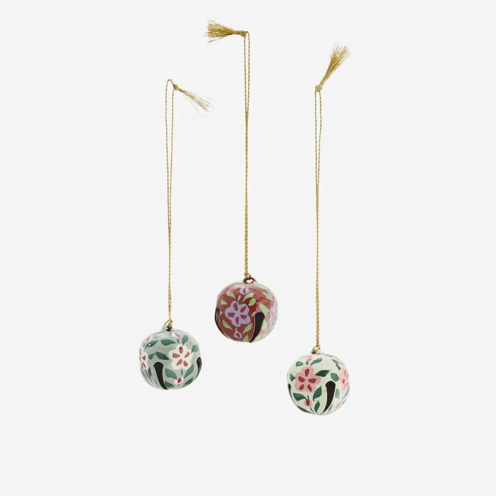 Clochettes de Noël en fer peintes à la main – Lot de 3