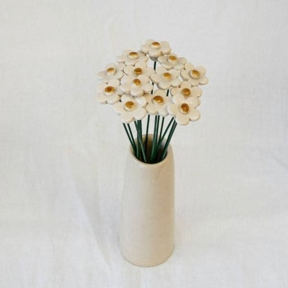 Fleur fraisier Ø 2,5 cm Blanc en céramique