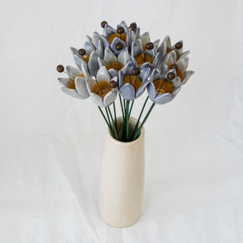 Tulipe Ø2,5x3,5cm Bleu clair en céramique