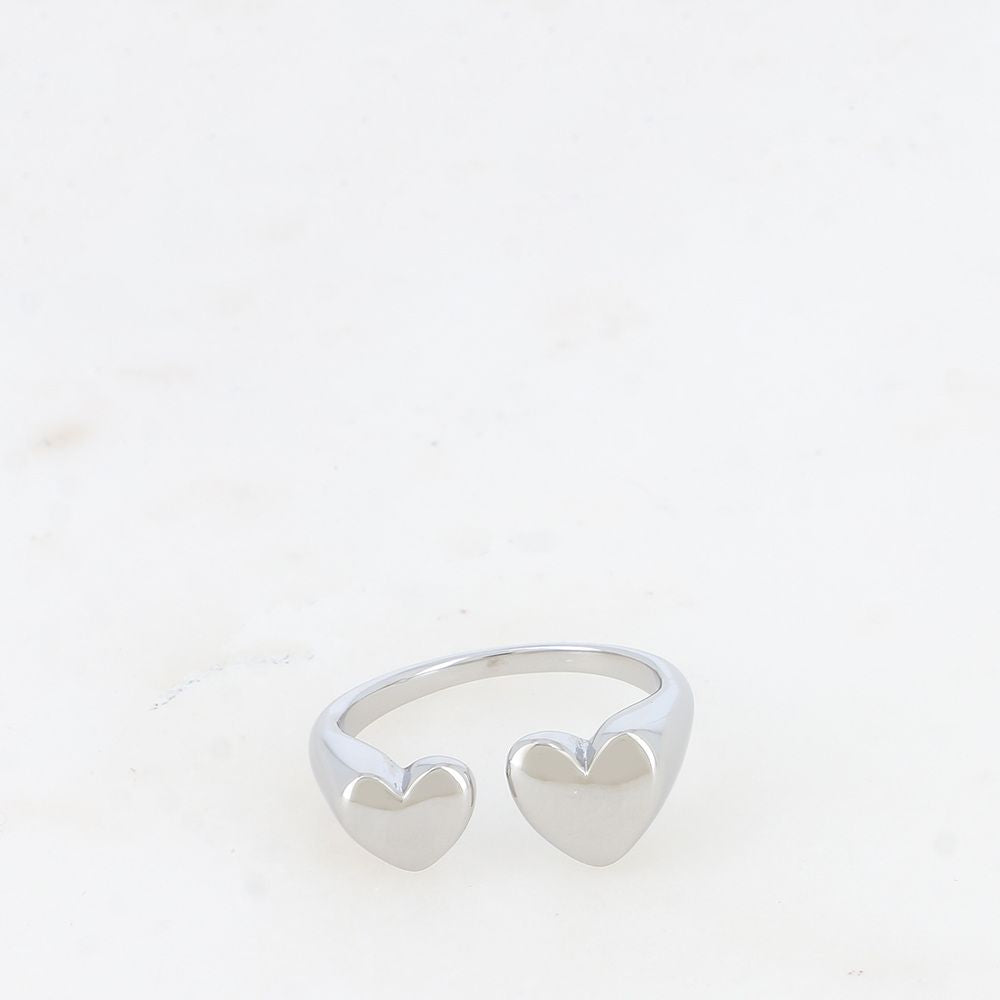 Bague 2 coeurs argent