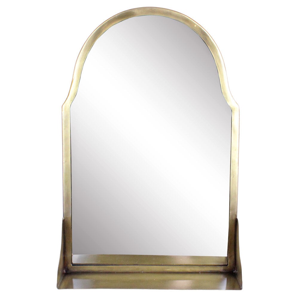 Miroir mural avec étagère – finition laiton