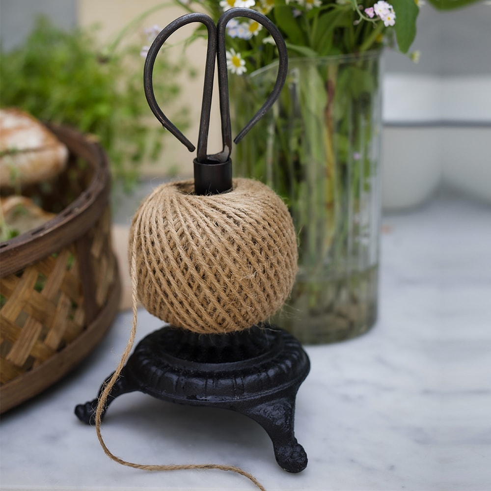 Dévidoir en fonte avec ciseaux – avec ficelle de jute