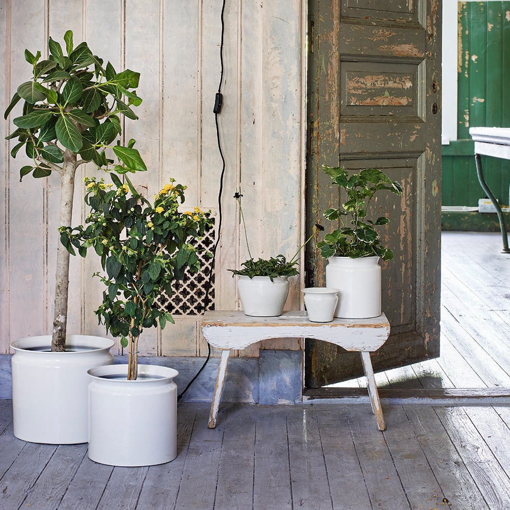 Cache-pot Floda blanc antique – taille moyenne